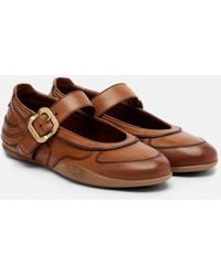 Miu Miu - Gymnasium Leather Ballet Flats - Lyst