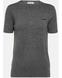 Miu Miu - Logo Cashmere Sweater - Lyst