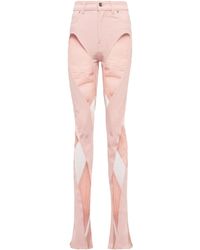 Mugler Exclusivo en Mytheresa - jeans skinny con paneles de tul - Rosa