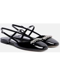 Jimmy Choo - Belinda Embellished Patent Leather Flats - Lyst