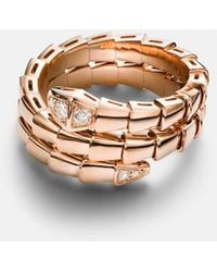 BVLGARI - Serpenti Viper 18Kt Rose Ring With Diamonds - Lyst
