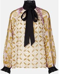 La DoubleJ - Cerere Printed Tie-Neck Silk Blouse - Lyst