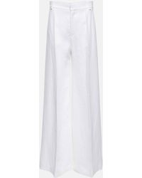 Chloé - High-rise Linen And Cotton Wide Pants - Lyst