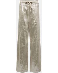 Brunello Cucinelli - Linen-blend Lame Wide-leg Pants - Lyst
