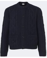 Saint Laurent - Cable-Knit Wool Cardigan - Lyst