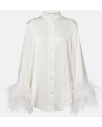 Oséree - Bridal Hemd Aus Satin Mit Federn - Lyst