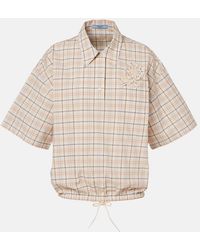 Prada - Checked Cotton Poplin Top - Lyst
