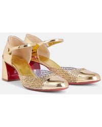 Christian Louboutin - Miss Mj Strass Mirrored Leather And Pvc Pumps - Lyst