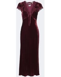 RIXO London - Amari Lace-Trimmed Velvet Midi Dress - Lyst
