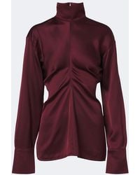 TOTEME - Slouch Draped Crepe Satin Blouse - Lyst