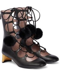 Botines de piel con bordado Gucci de Cuero de color Negro | Lyst