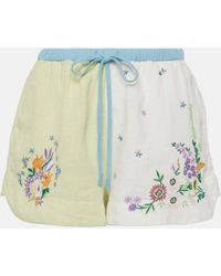 ALÉMAIS - Willa Embroidered Linen Shorts - Lyst
