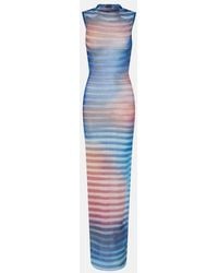 Jean Paul Gaultier - Air Striped Tulle Maxi Dress - Lyst