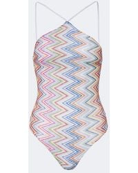 Missoni - Zigzag Halterneck Swimsuit - Lyst