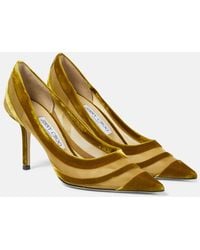 Jimmy Choo - Love 85 Velvet-Trimmed Pumps - Lyst