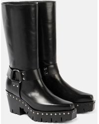 Jimmy Choo - Quinn 75 Studded Leather Biker Boots - Lyst