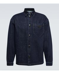 Prada - Camicia di jeans con logo - Lyst