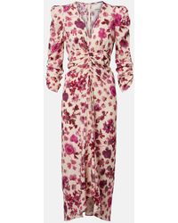 Isabel Marant - Vestido Midi Albini En Mezcla De Seda - Lyst