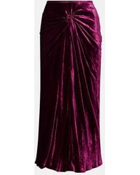Dries Van Noten - Gathered Velvet Midi Skrit - Lyst