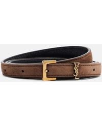 Saint Laurent - Cassandre Suede Belt - Lyst