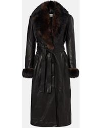 Nour Hammour - Baez Shearling-Trimmed Leather Coat - Lyst