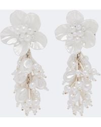 Self-Portrait - Floral Faux-Pearl Drop Earrings - Lyst