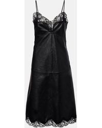 Magda Butrym - Lace-Trimmed Leather Midi Dress - Lyst