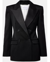 Givenchy - Double-Breasted Satin-Trimmed Wool Blazer - Lyst