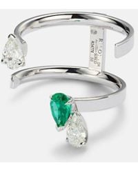Repossi - Serti Sur Vide 18Kt Ring With Diamonds And Emerald - Lyst