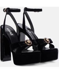 Versace - Medusa Velvet Platform Sandals - Lyst