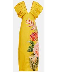 FARM Rio - Spring Awakening Floral Linen Midi Dress - Lyst