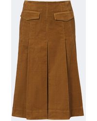 Tory Burch - Pleated Cotton Corduroy Midi Skirt - Lyst