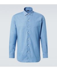 ZEGNA - Cotton And Linen Denim Shirt - Lyst