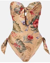 Zimmermann - Coco Bow-Detail Floral Swimsuit - Lyst