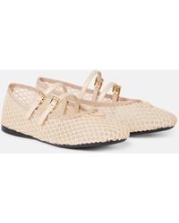 Prada - Macrame Mesh Mary Jane Flats - Lyst
