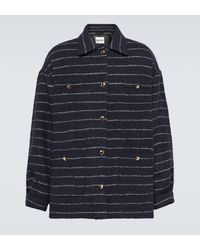 Miu Miu - Striped Wool-blend Boucle Jacket - Lyst