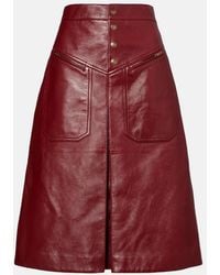 Chloé - Leather Midi Skirt - Lyst