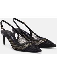 Dolce & Gabbana - Mesh-Trimmed Leather Slingback Pumps - Lyst