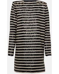 Balmain - Sequined Striped Minidress - Lyst