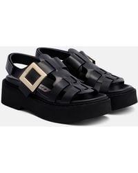 Roger Vivier - Viv' Rangers Leather Platform Sandals - Lyst