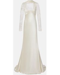 Danielle Frankel - Bridal Esme Lace-Trimmed Silk And Wool Gown - Lyst