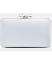 Self-Portrait - Bow Embellished Satin Clutch - Lyst