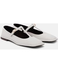 The Row - Square T-Strap Leather Ballet Flats - Lyst