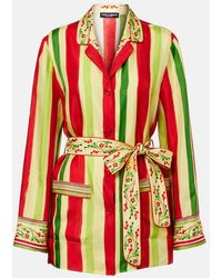 Dolce & Gabbana - Belted Striped Silk Shirt - Lyst