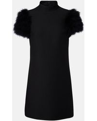 Valentino - Crepe Couture Feather-Trimmed Minidress - Lyst