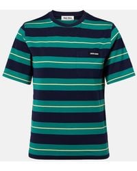 Miu Miu - Logo Striped Cotton Jersey T-Shirt - Lyst