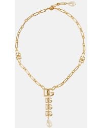 Dolce & Gabbana - Collana con perle bijoux con logo - Lyst