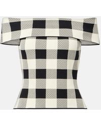 Posse - Pippa Checked Off-Shoulder Top - Lyst