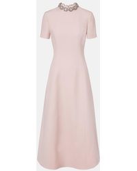 Valentino - Crepe Couture Embellished Midi Dress - Lyst