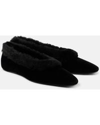 TOTEME - Shearling-Edge Flannel Ballet Flats - Lyst